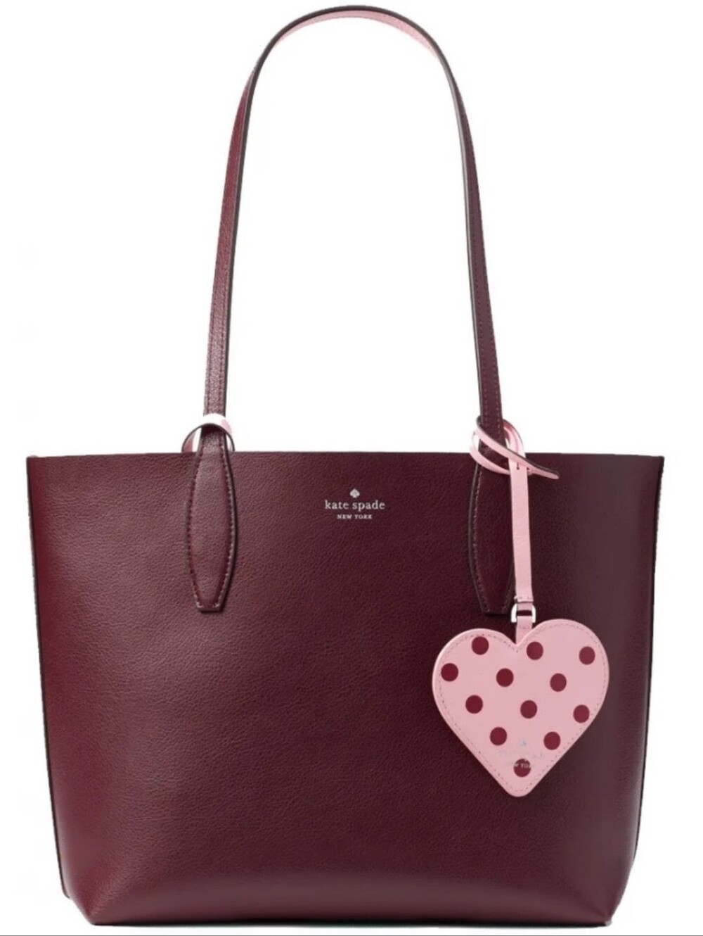 NWT Kate Spade Arch Love Birds Reversible Tote Polka Dot Leather Pink & Brown